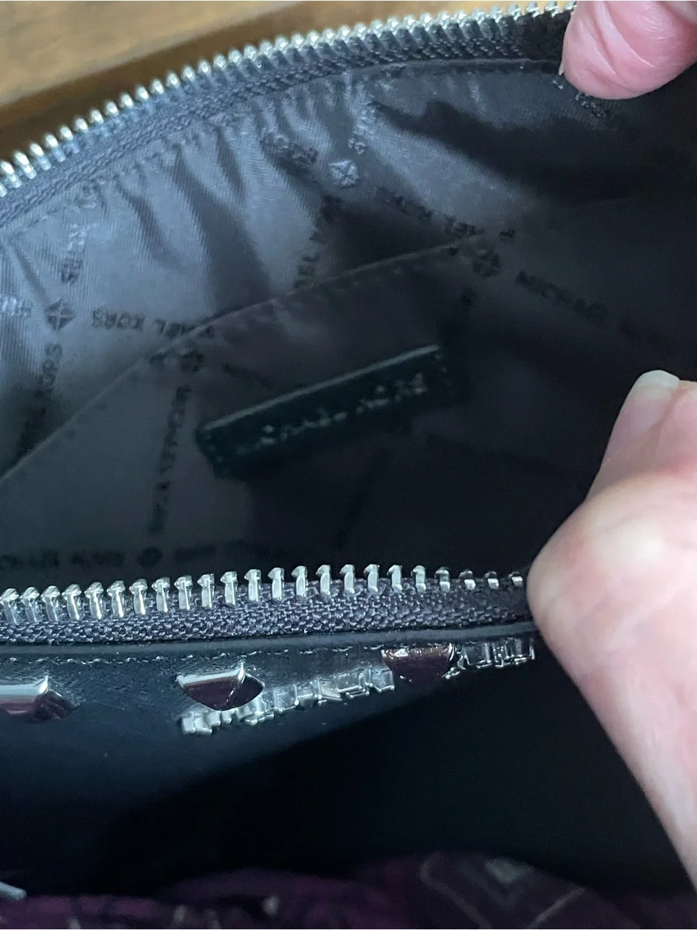 Michael Kors Black Leather Wristlet with Silver Studs